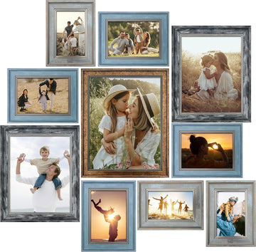 Picture Frames Collage Wall Decor 10-Pack, Gallery Wall Frame Set with 11x14 8x10 5x7 4x6 Frames in 4 Different