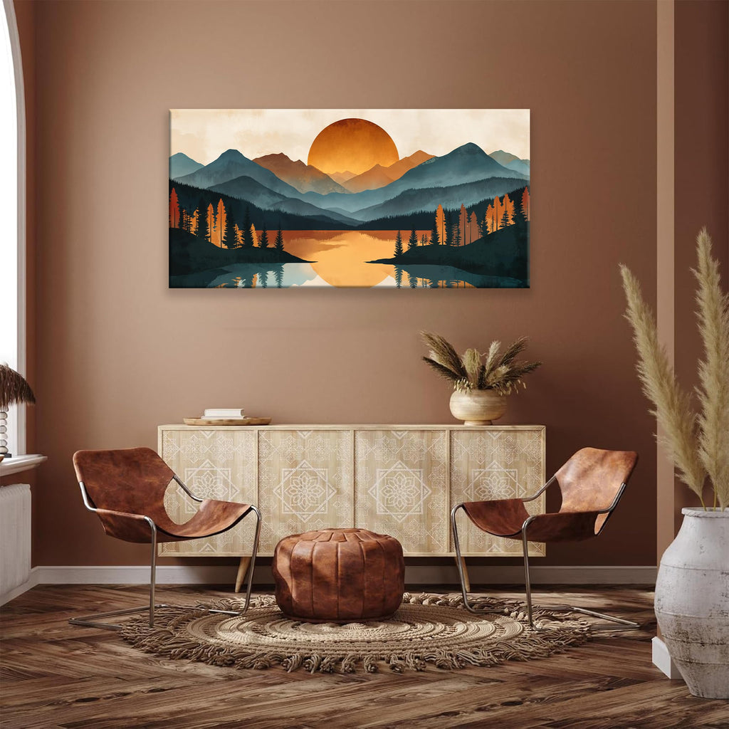Mountain Boho Wall Art Prints Canvas Art Wall Decor Home Wall Decorations Picture Forest River Landscape Prints