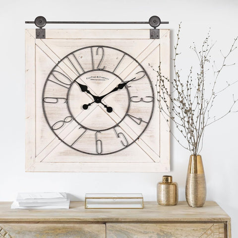 Oakrain Rustic Large Wall Clock, Classic Vintage Hanging Clock