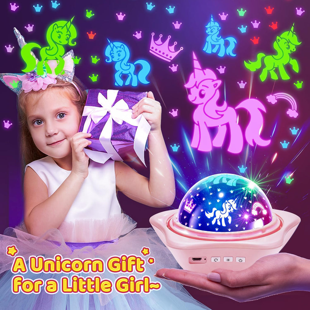 Unicorn Toys for Girls Age 4-6 Gifts, 6 Film Night Light Projector for Kids