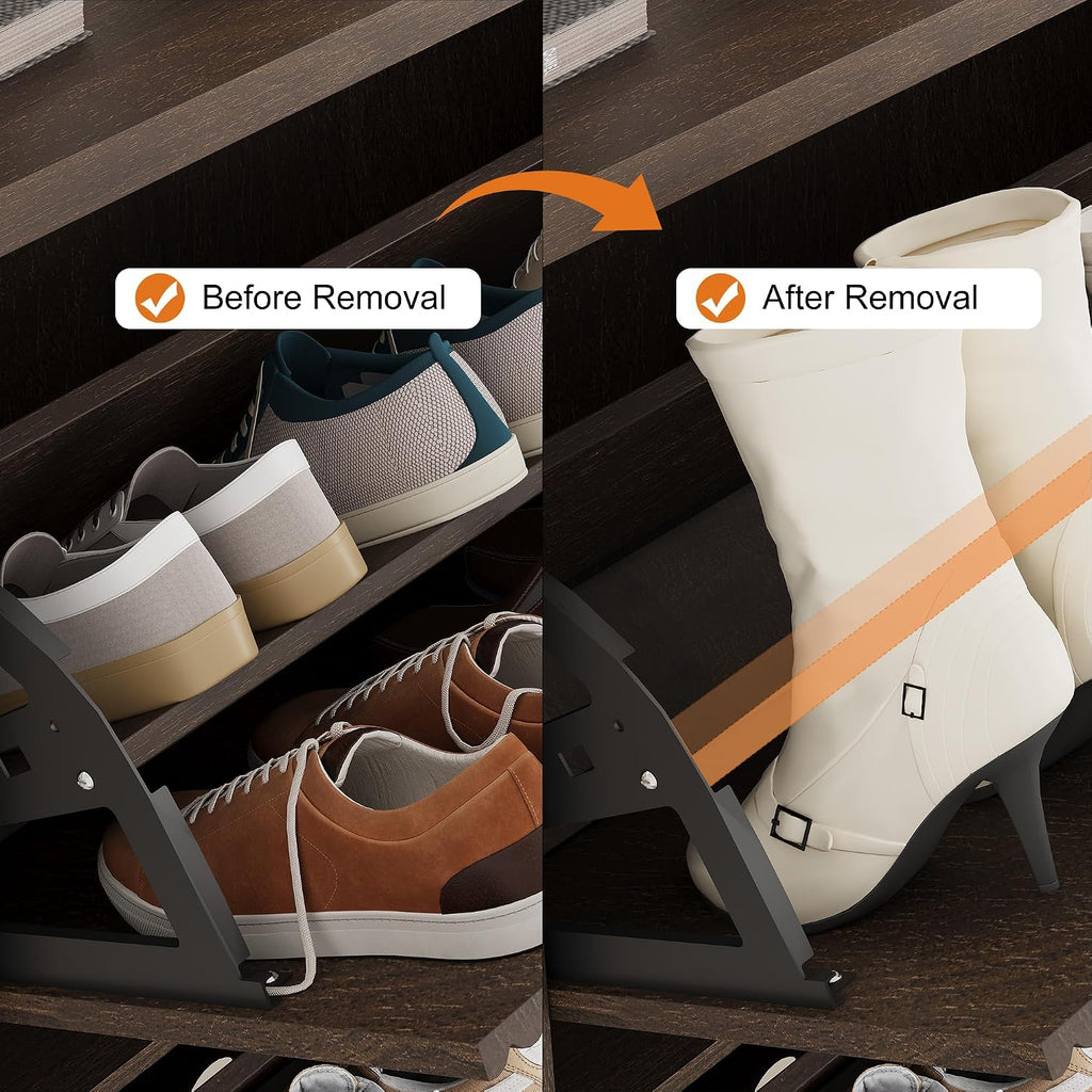 Fluted Shoe Cabinet Storage with 3 Flip Drawers, Wooden Fluted Narrow Shoe Organizer with Adjustable and Removable