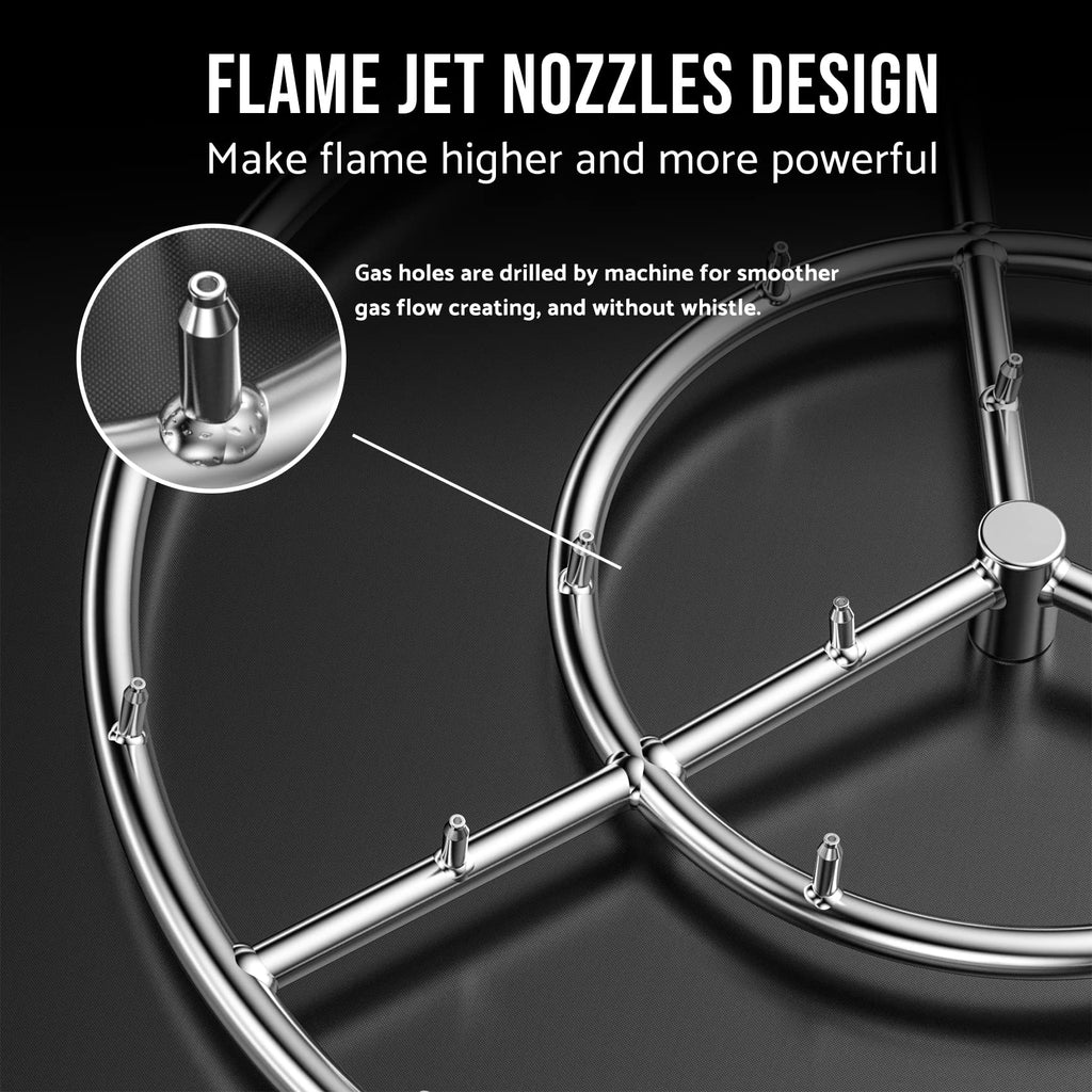 24-Inch Round Stainless Steel Fire Pit Jet Burner Ring