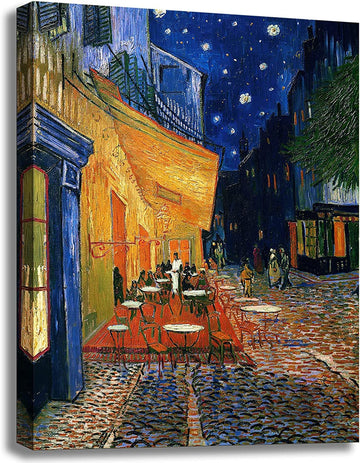 Cafe Terrace at Night by Vincent Van Gogh Classic Canvas Wall Art 24"x36"