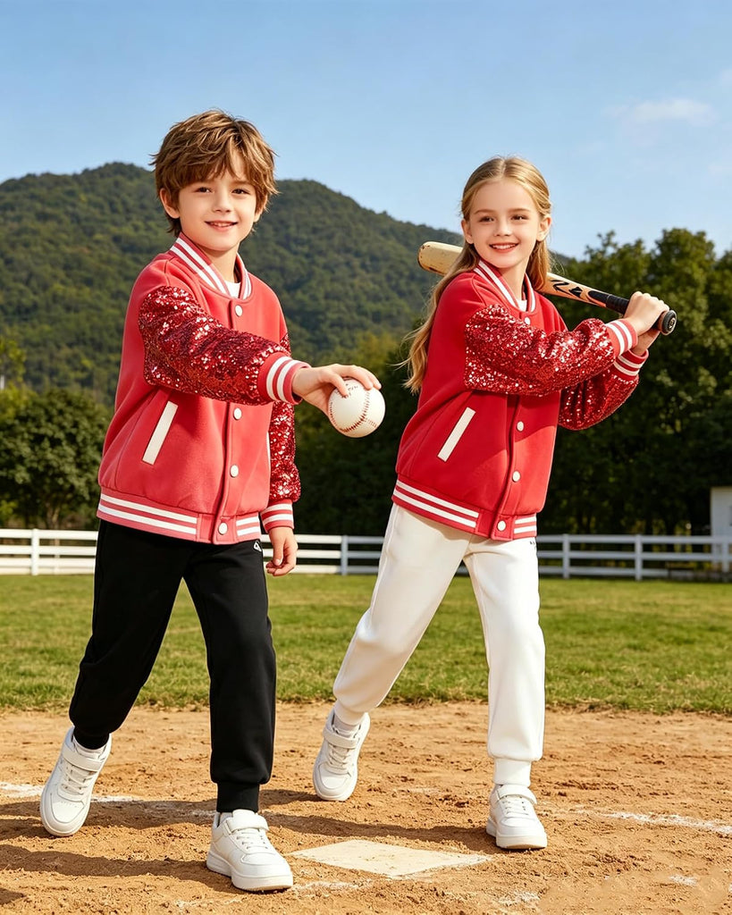 Kids Varsity Baseball Bomber Jacket Uniform Unisex Boys Girls