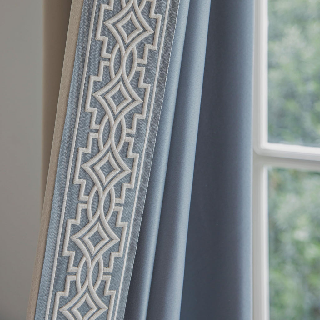 Ivory Cream Curtains with Tape Trim, Pinch Pleat, Blackout, Lined Curtains with Easy Installation (2Panels, 52W x 84L)