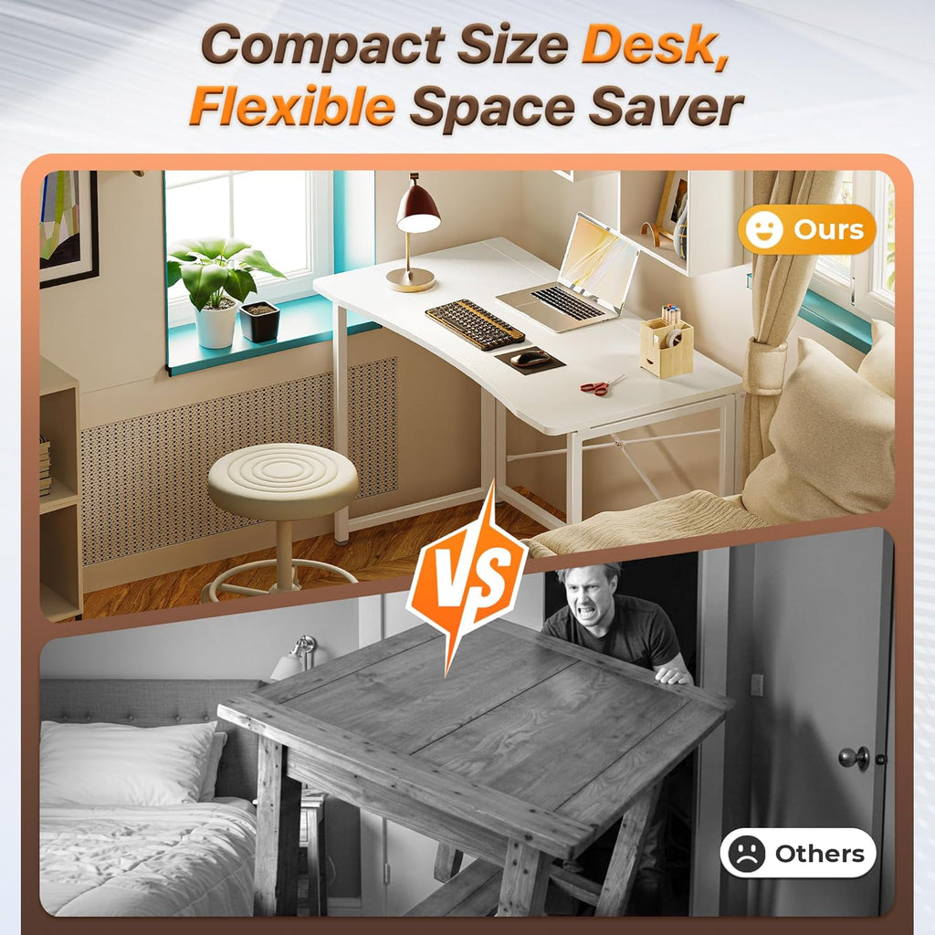Folding Desk for Small Spaces, 39.4 Inch Foldable Computer Table, Study, Bedroom, Dorm, Space Saving