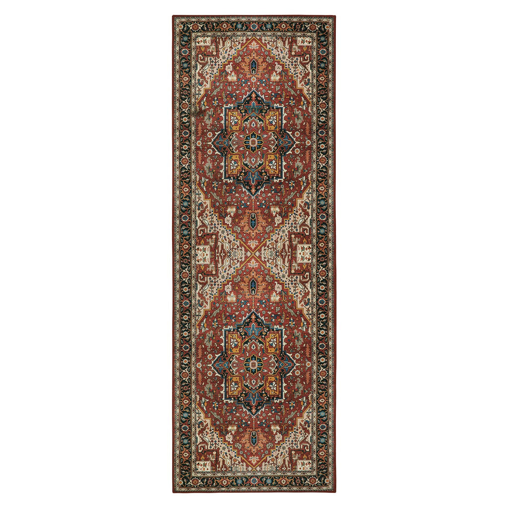Ultra-Thin Washable Runner Rug - Non-Slip Hallway Runner Rug Laundry Room Mat, Vintage Stain Resistance Low Pile