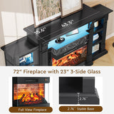 LED Electric Fireplace TV Stand with Outlet, 72'' Fireplace Mantel for TVs up to 80''