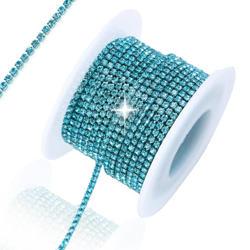 M Rhinestone Trim Crystal Close Chain Trim,Lake Blue - 10 Yards 2M