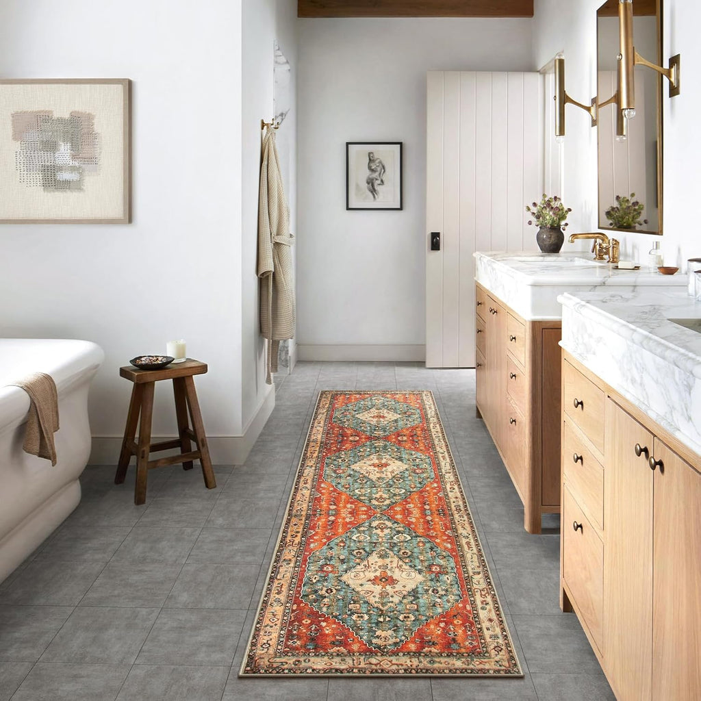 Felice Boho Tribal 2'6" x 10' Washable Runners s, Oriental Kitchen Runner Rugs Non Skid Washable, Oriental Soft Long