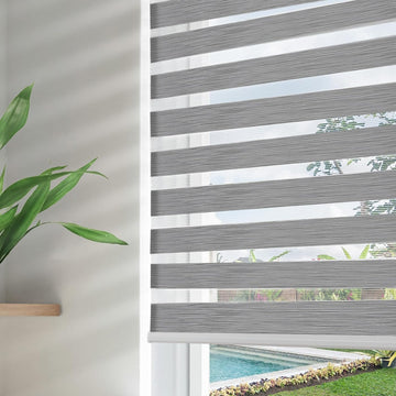 Cordless Zebra Blinds for Windows, Dual Layer Free-Stop Zebra Shades Privacy Light Control for Day and Night, Light