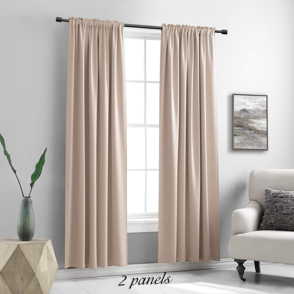 Warm Taupe Window Treatment Thermal Insulated Rod Pocket Blackout Curtains/Drapes (Rose Tan, Set of 2 Panels, 52 by 84