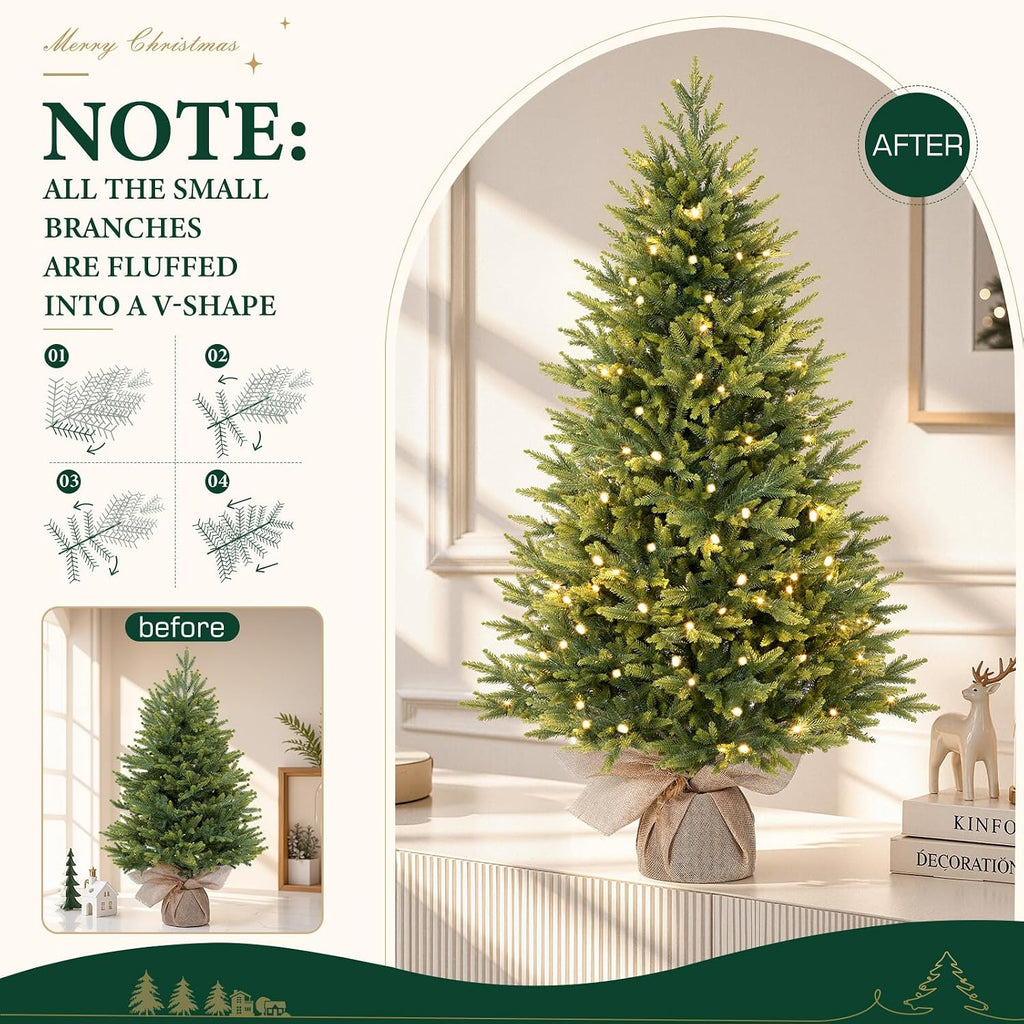 4ft Prelit Small Artificial Christmas Tree with Warm White Lights