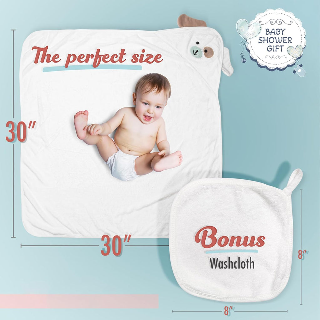 Hooded Towel, Soft Viscose Made of Bamboo, 35 x 35, White