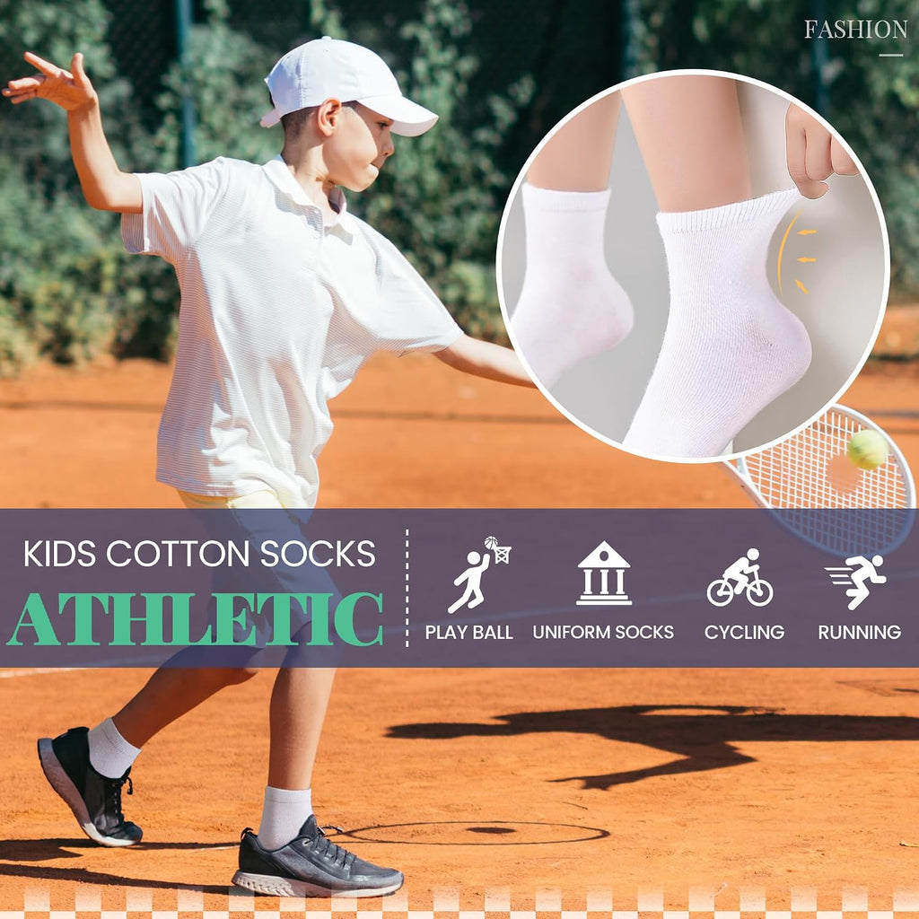 Unisex Little Kids Youth Boys Girls Socks Soft Cotton Dress School Uniform Seamless Black White Crew Sock 10 Pairs