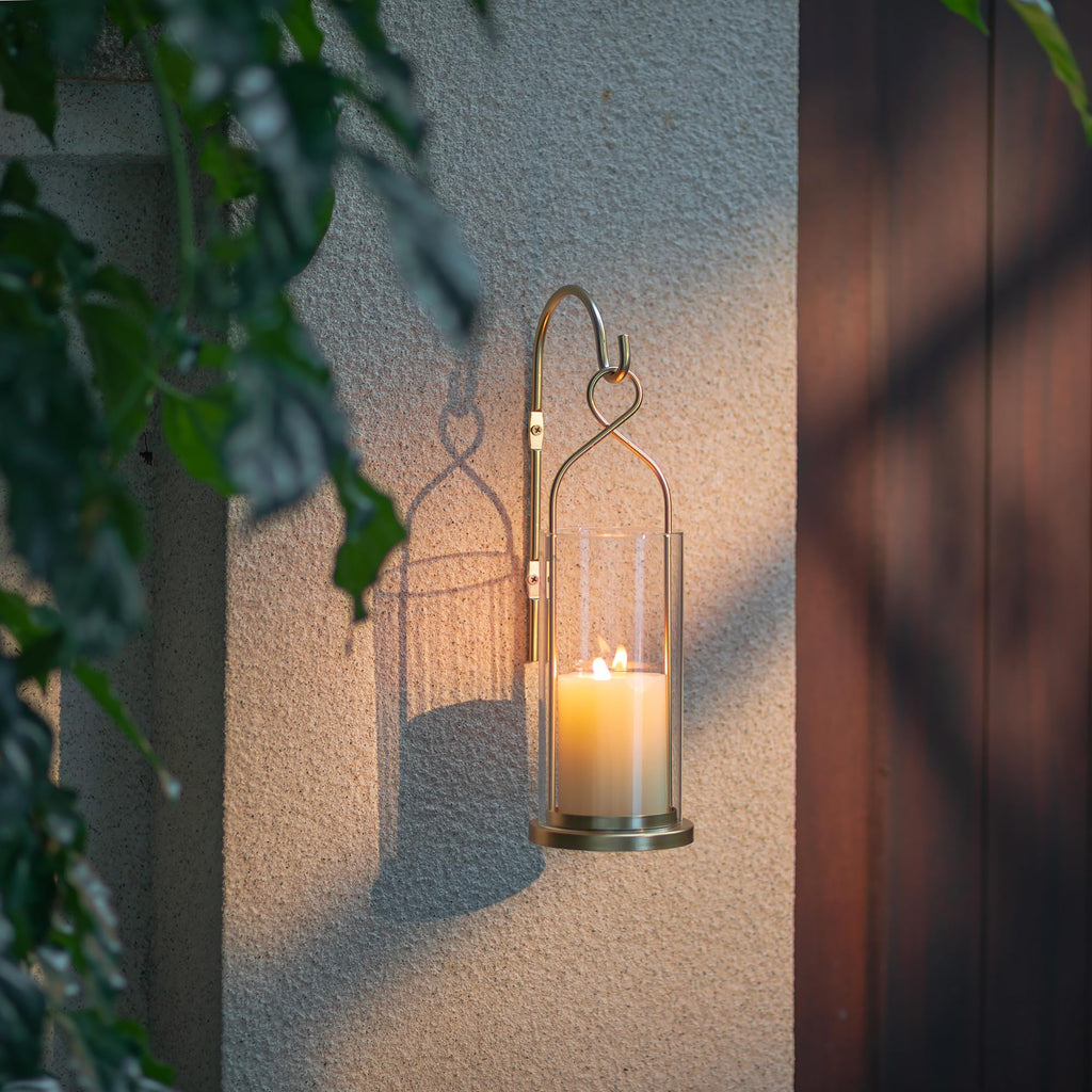 Gold Candle Sconces Set of 2, with Hurricane Glass