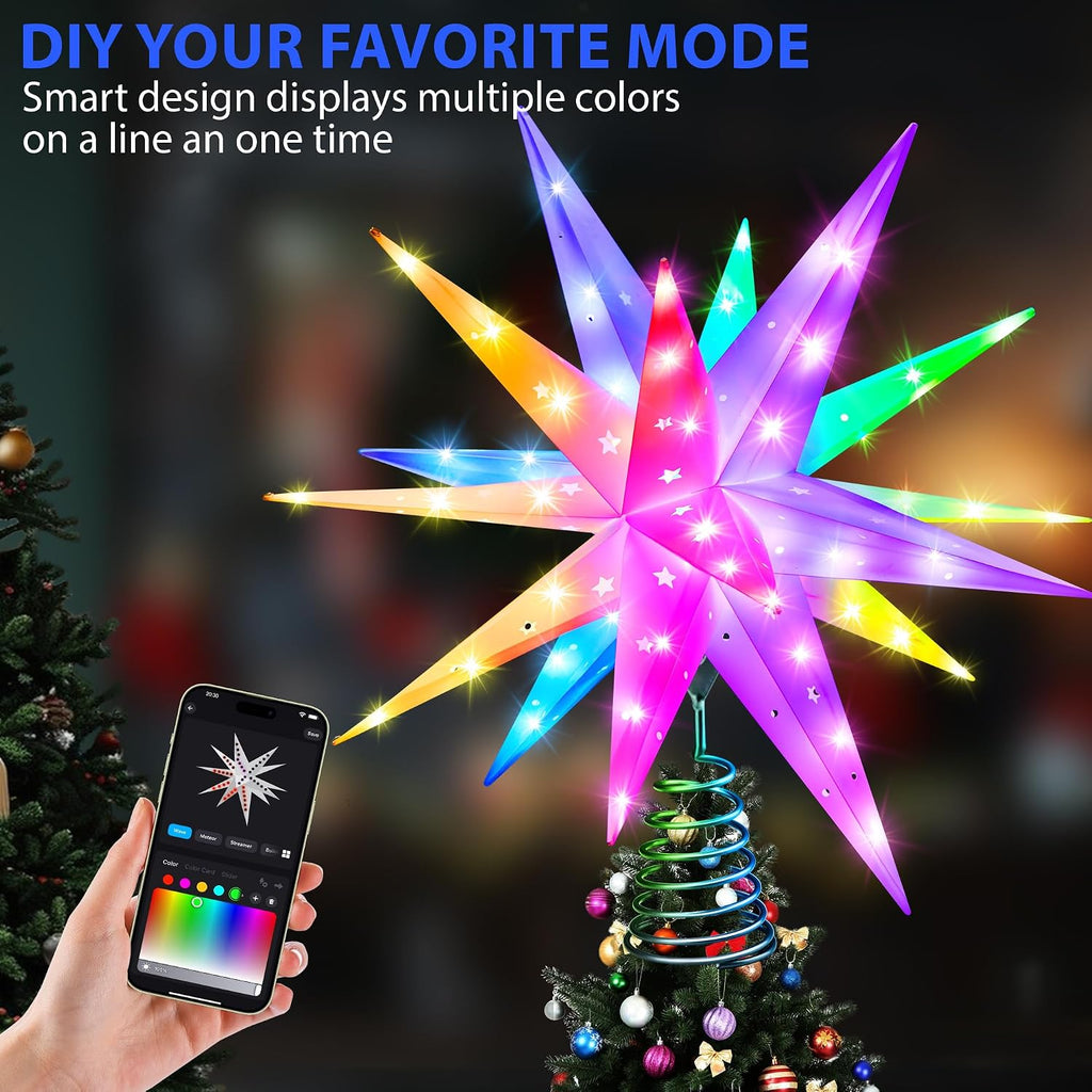 Smart 13" Christmas Star Tree Topper with Lights