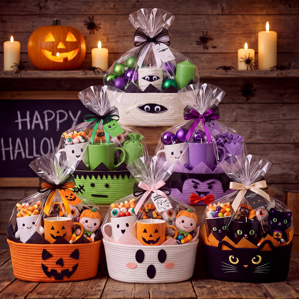Halloween Woven Boo Basket Empty 15 x 11 x 6 Inch, Pumpkin
