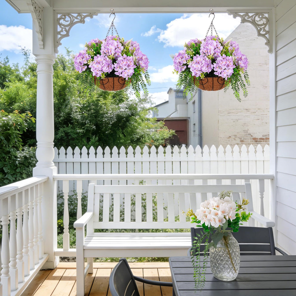 Artificial Light Purple Hydrangea Flowers with Hanging Basket