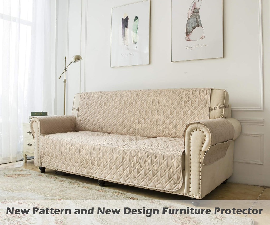 Couch Sofa Slipcover 100% Waterproof Nonslip Quilted Furniture Protector Slipcover for Dogs, Children, Pets Sofa