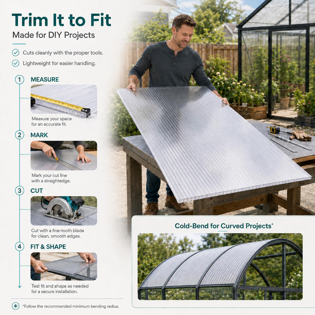 8-Pack Polycarbonate Greenhouse Panels, 8 x 4 ft, 0.24 in Twin-Wall Sheets, UV-Coated Translucent Roof and Wall