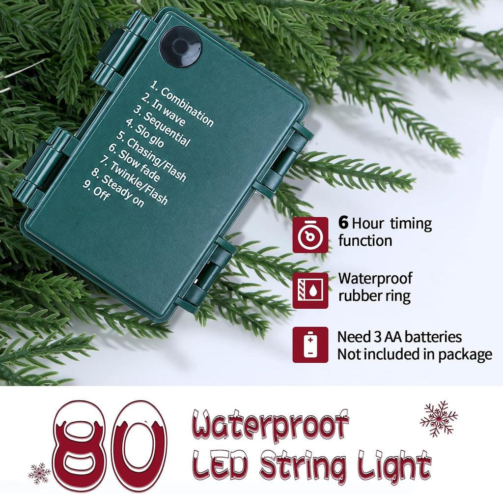 4FT Norfolk Pine Christmas Trees with 80LED Lights, 2-Pack