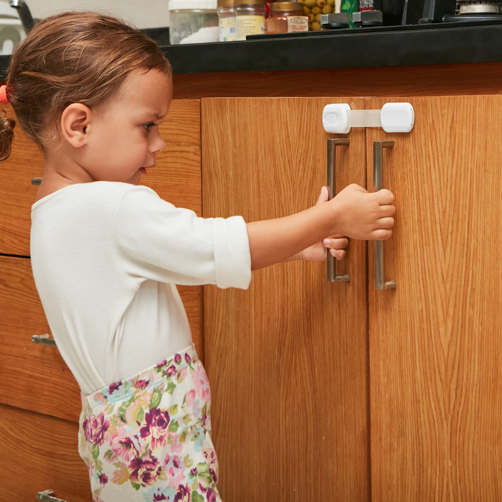 Child Safety Strap Locks (10 Pack) Baby Locks for Cabinets and Drawers, Toilet, Fridge & More. 3M Adhesive Pads. Easy