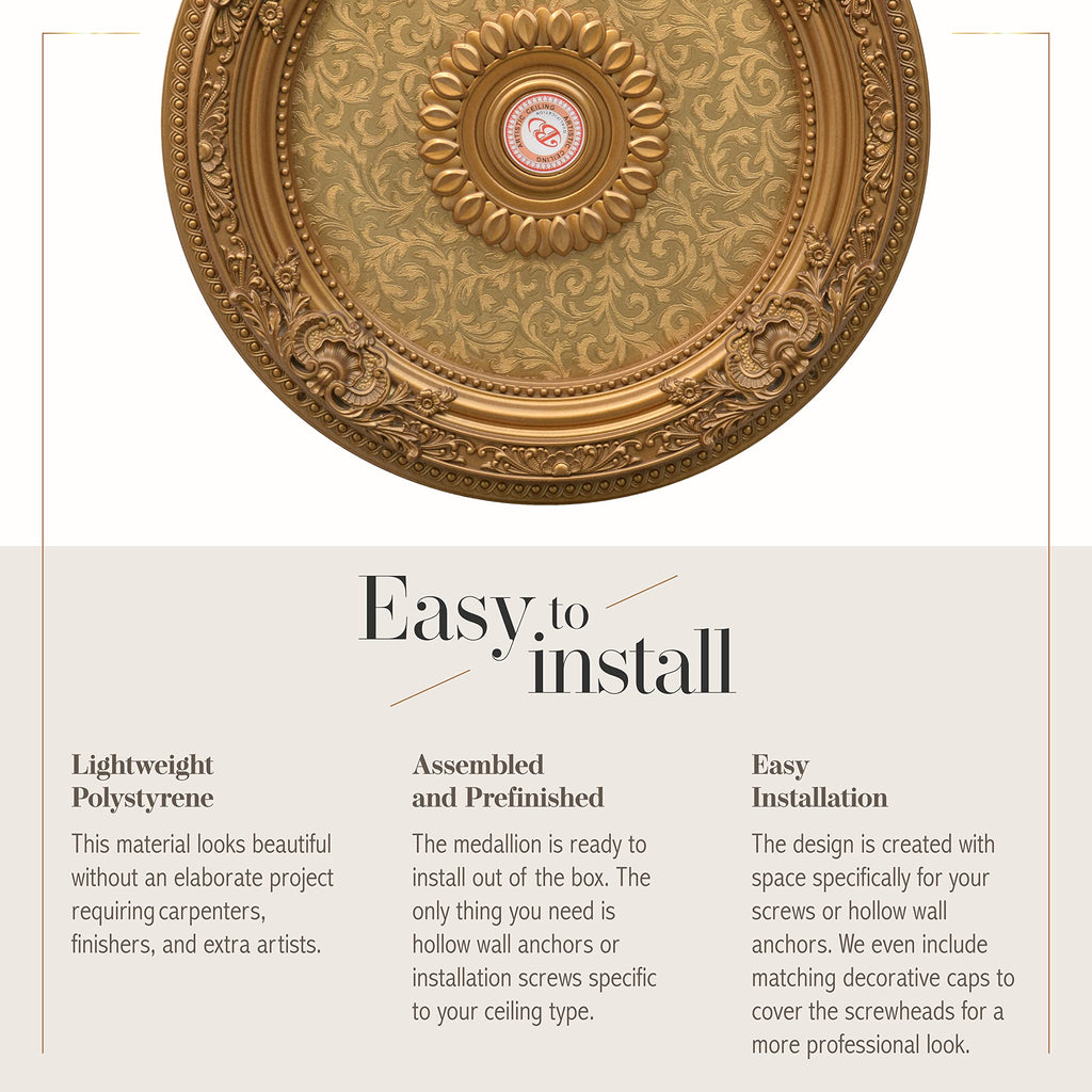 Golden Leaf Chandelier Ceiling Medallion and Fan Medallion, 24 Inches