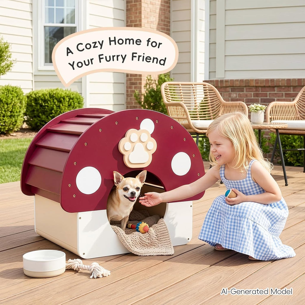 Solid Wood Dog House, Indoor Outdoor Waterproof Pet House