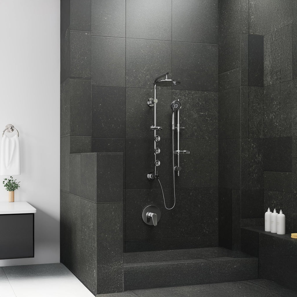 Adjustable Slide Bar for Hand Shower with Wire Basket Soap Dish, Polished Chrome