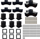 Pergola Kit with 3-Way Brackets & 4-Way Corner Brackets for 4"x 4" (Actual 3.6" X 3.6") Lumber, Heavy Duty Iron Gazebo Bracket Kits Suitable for Pergolas, Gazebos Includes Metal Base, Screws