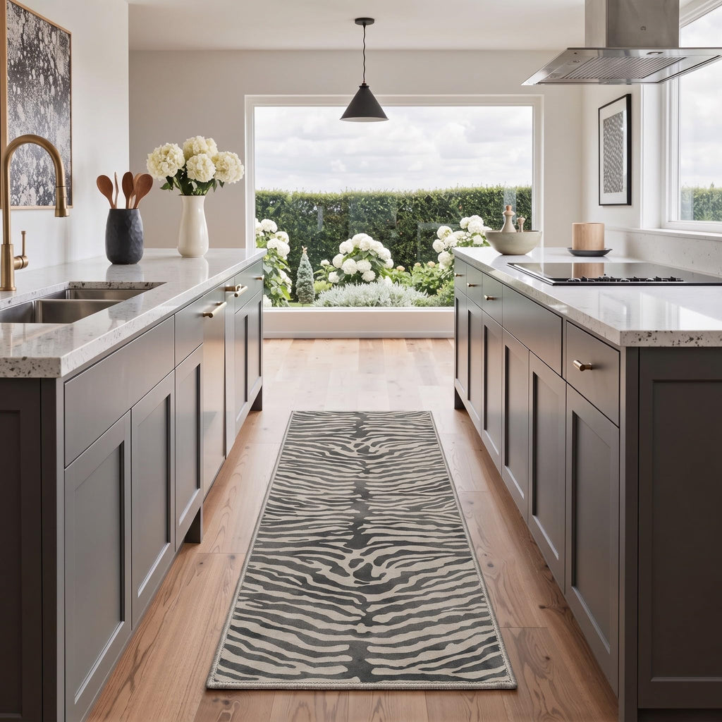 2'6"x8' Zebra Runner Rug Hallway Bathroom Kitchen Washable Non Slip