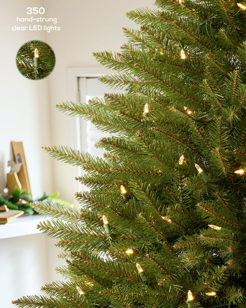 7.5FT Pre-lit Pencil Christmas Tree Spruce with Remote Control, 350 Warm White Multi-Color Lights, Artificial