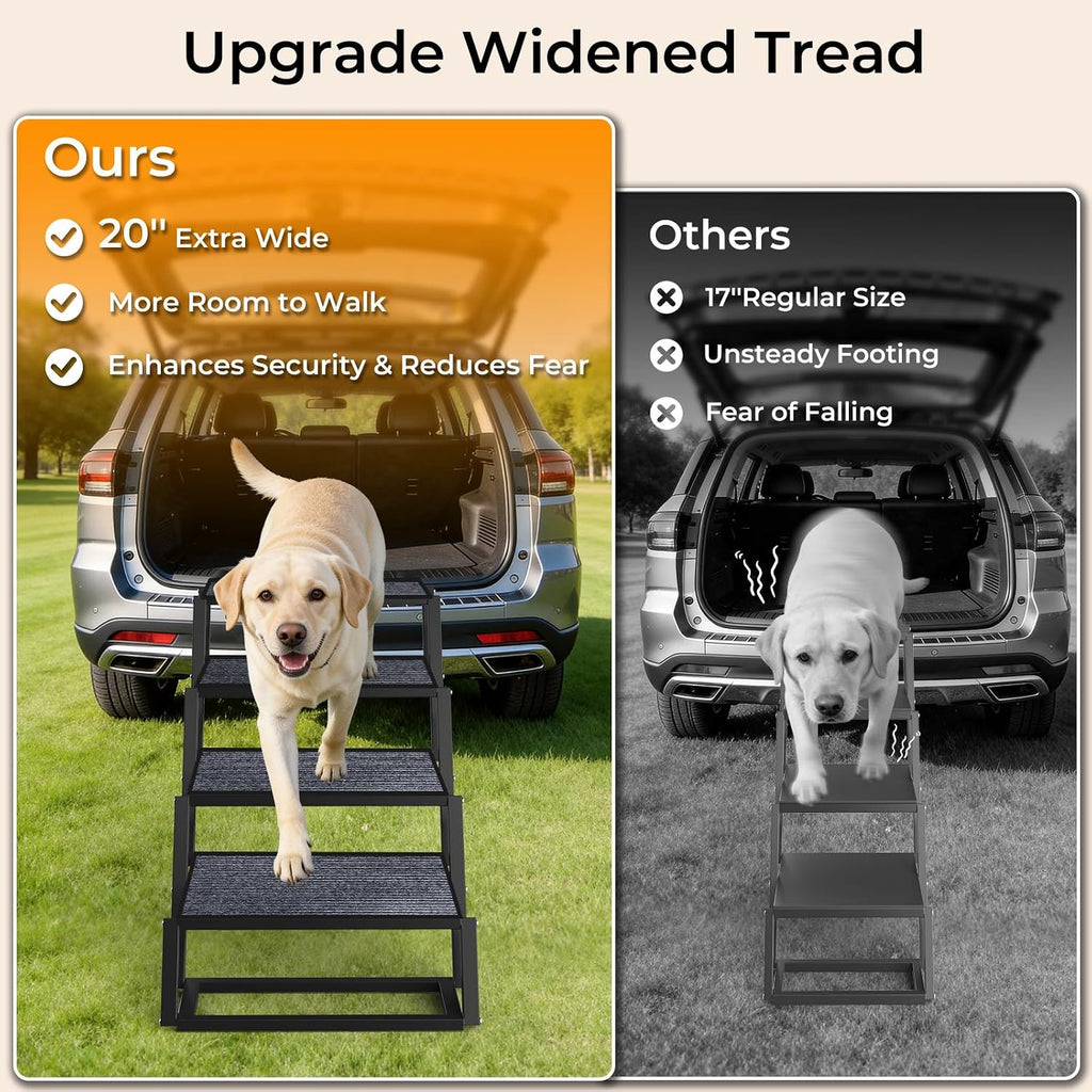 Dog Stairs for Large Dogs Extra Wide 20" with 5-Step Dog Ramp Steps