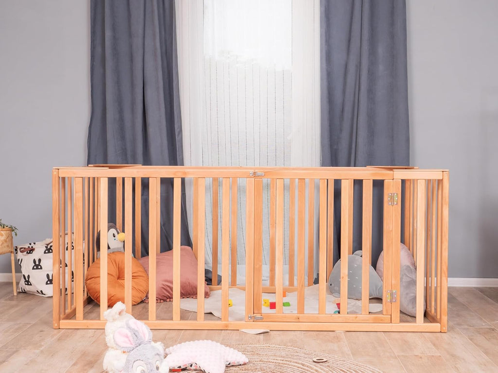 Montessori Floor Bed with Rails High - Toddler Bed Frame - Floor Bedframe with Gate by, (Small/Twin/Full/Queen/King