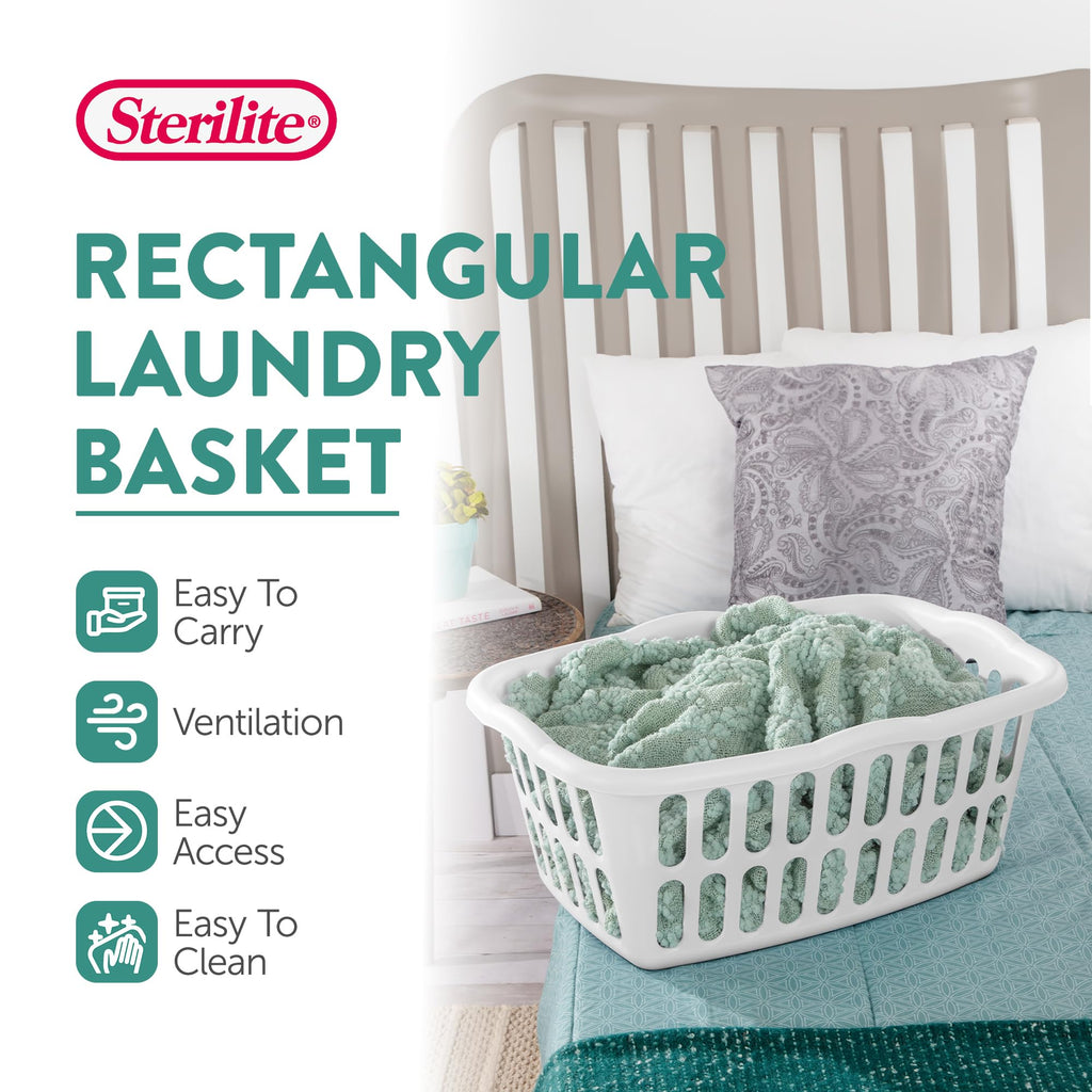 Rectangular Laundry Basket, Plastic Clothes Hamper, 24-Pack