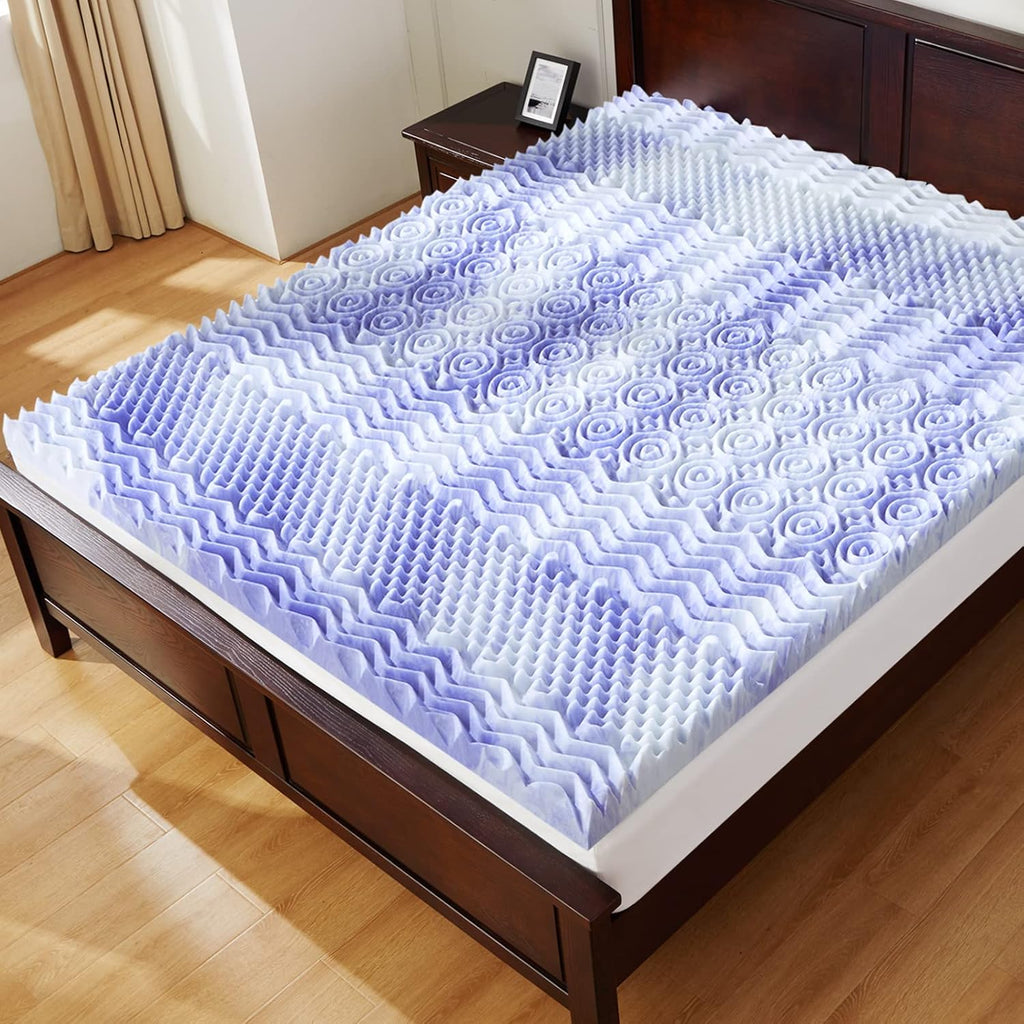 Queen Mattress Topper, 3 Inch 7-Zone Memory Foam Mattress Topper, Gel Infused Foam Mattress Topper for Pressure
