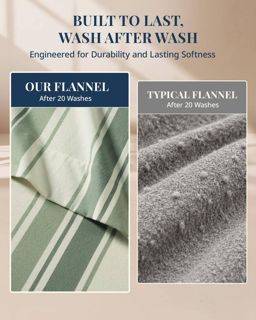 Flannel Sheet Set Twin 100% Cotton - Warm & Cozy - Stripe