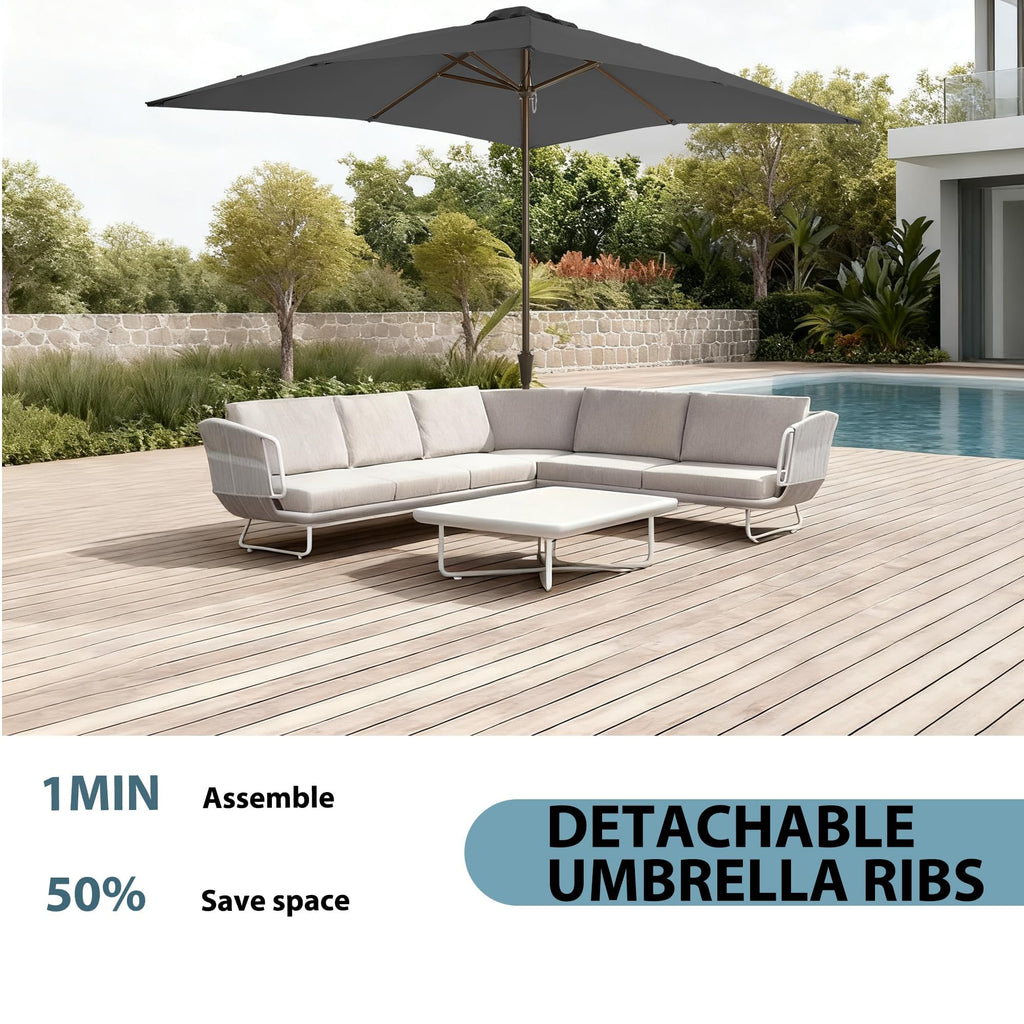 8' Rectangular patio Umbrella rectangle pool Umbrella Grey