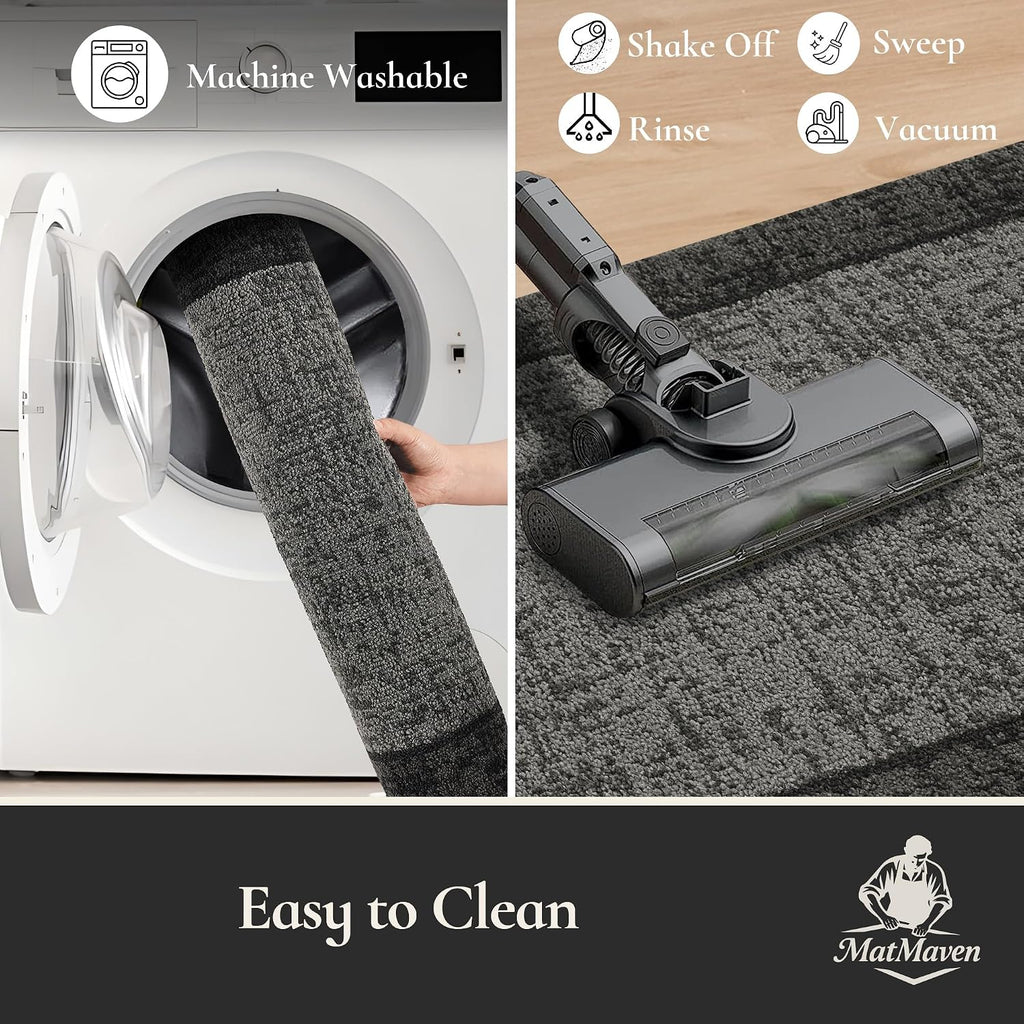 Dirt Trapper Door Mat 24"x 36", Non Slip Washable Doormat,Grey | Stain Resistant and Absorbent Welcome Mat, Floor