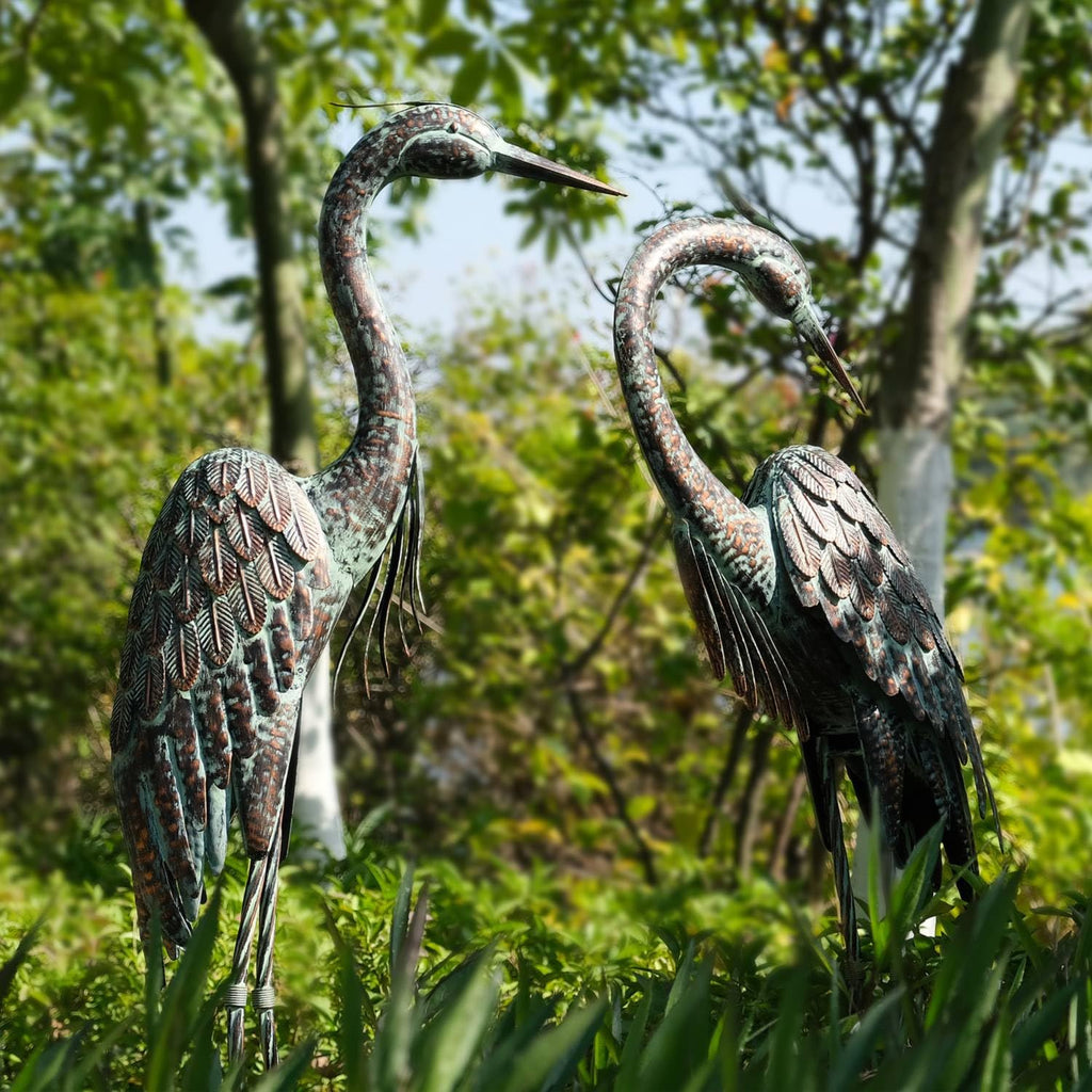 Garden Crane Statues Metal Heron Outdoor Statue 46 Inch