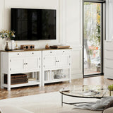 Farmhouse Console Table with 2-Door Cabinet & 2 Drawers, Coffee Bar, Entryway Table with Storage Shelf