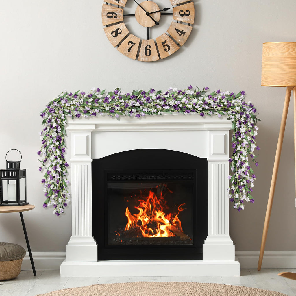 6ft Spring Summer Flower Garland, Artificial Floral Vine for Wall Backdrop Mantle Fireplace Stair Table Wedding Arch