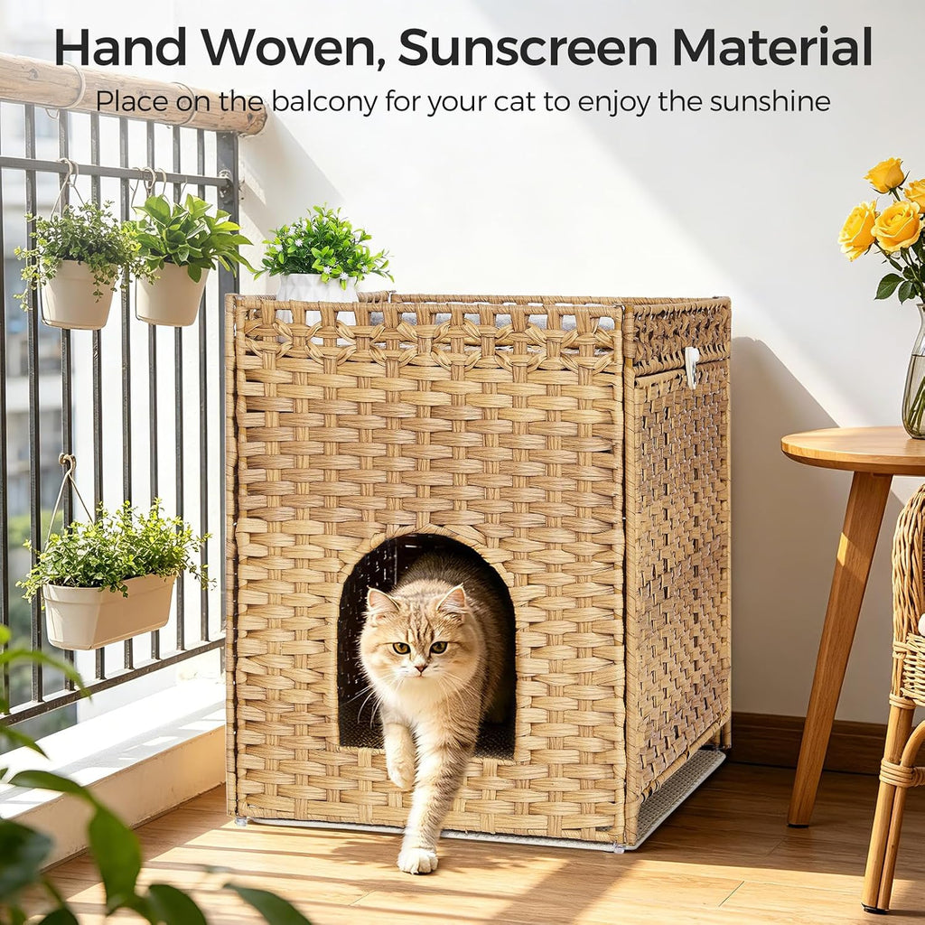 Cat Litter Box Enclosure with Door, Hidden Cat Washroom Furniture