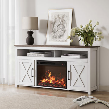 Corin 58" TV Stand with 23" Electric Fireplace - White