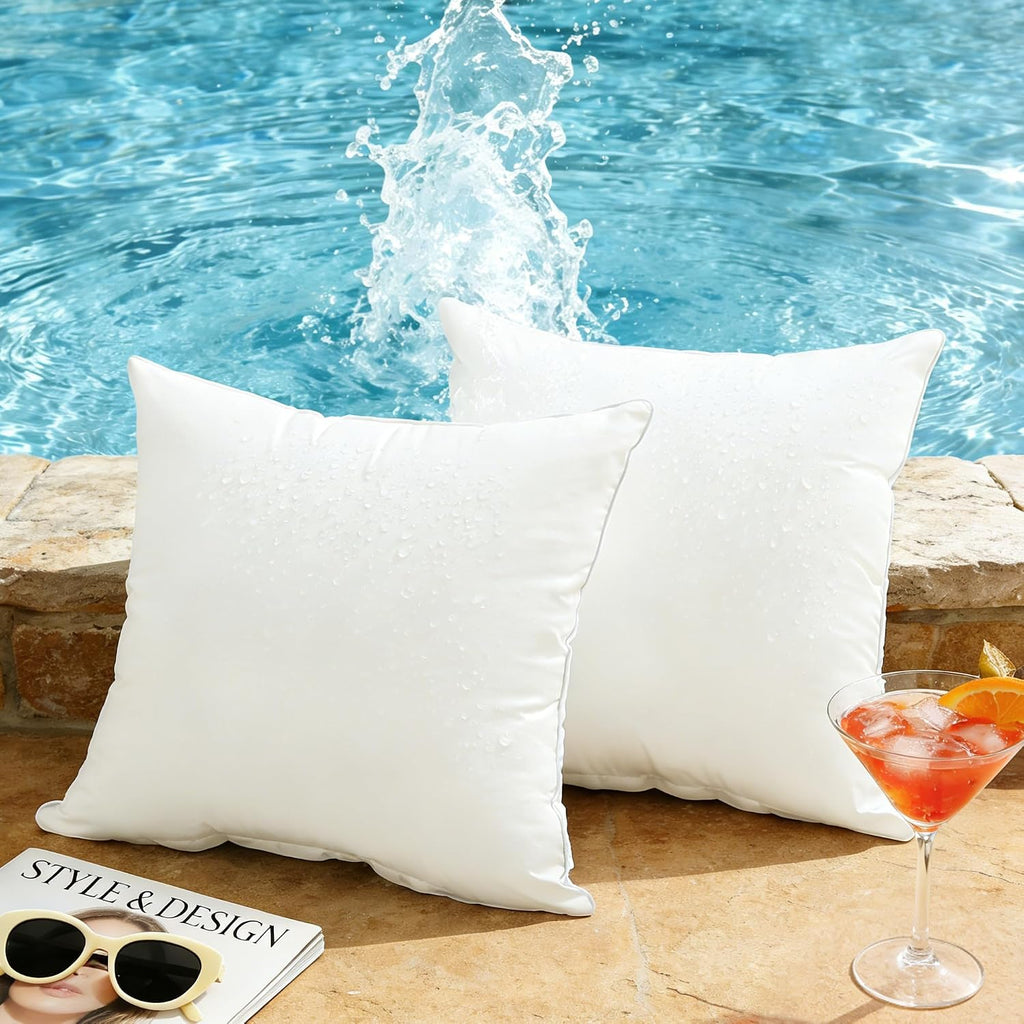 18 x 18 Outdoor Pillow Inserts () - Square Waterproof Throw Pillow - Decorative Throw Pillows Insert - Set of 2
