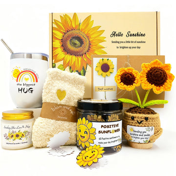 Sunflower Get Well Soon Gift Baskets for Women Men, Box of Sunshine