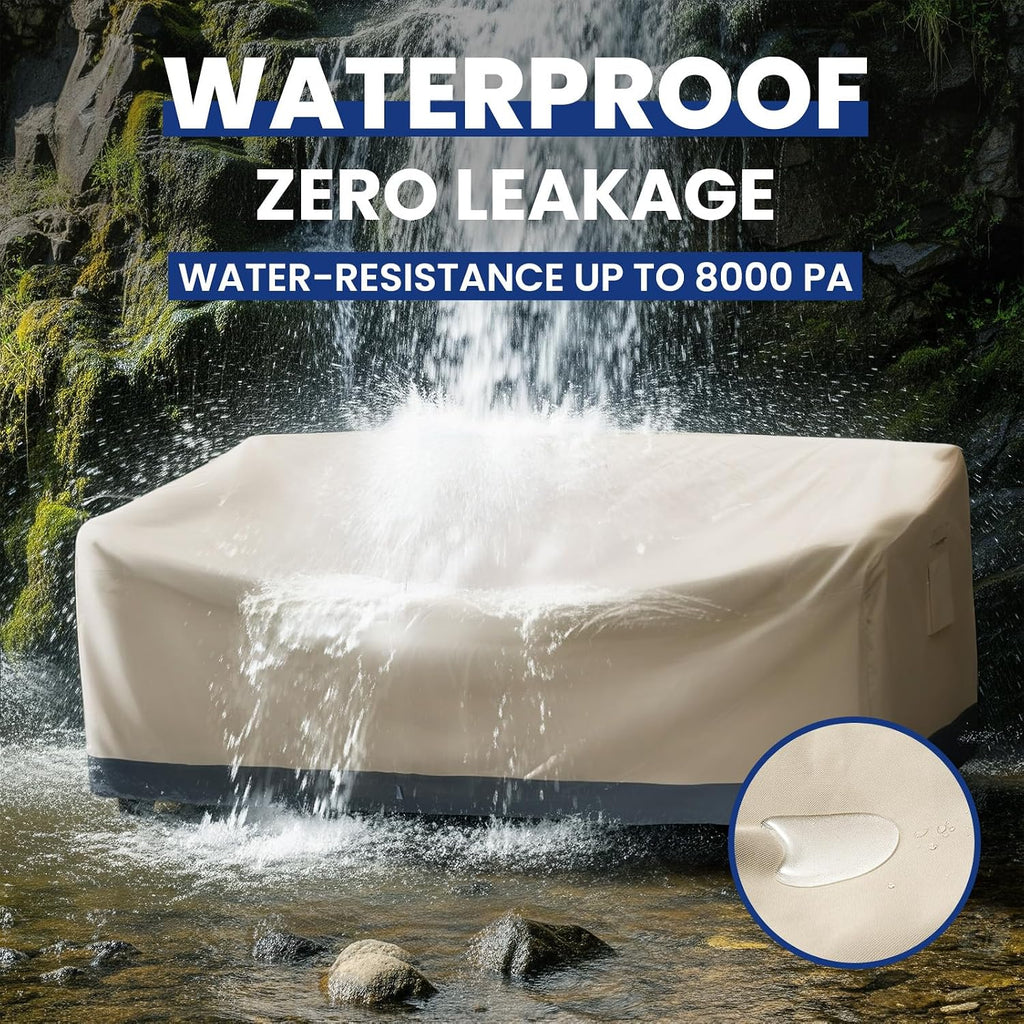 Extra Heavy Duty Outdoor Couch Cover Waterproof, Large 3-Seater Patio Sofa Cover, Lawn Patio Furniture Covers with