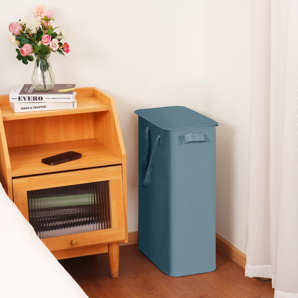 Slim Laundry Hamper with Lid Narrow Laundry Basket with Handles