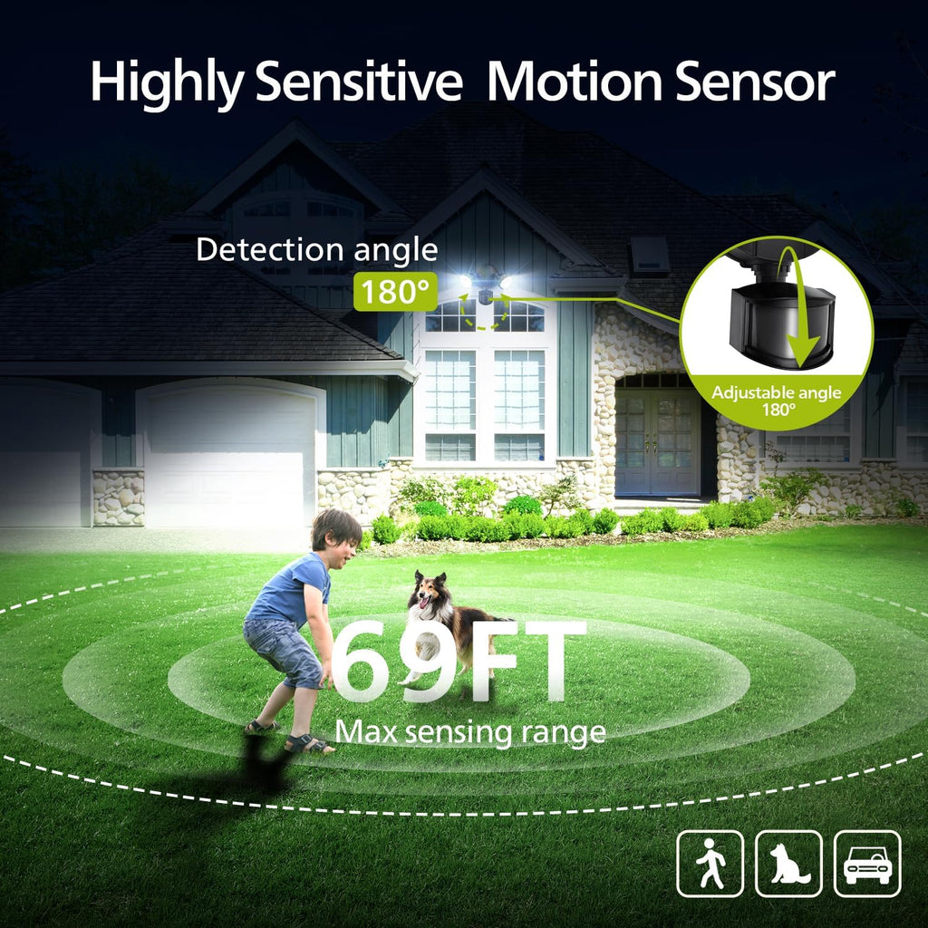 44W 3500/4200 lm LED Security Light Outdoor Motion Sensor/Dusk to Dawn, 5000K Daylight Flood Light, Waterproof, Dusk